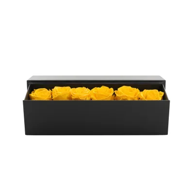6 Infinity Yellow Roses in a Black Box