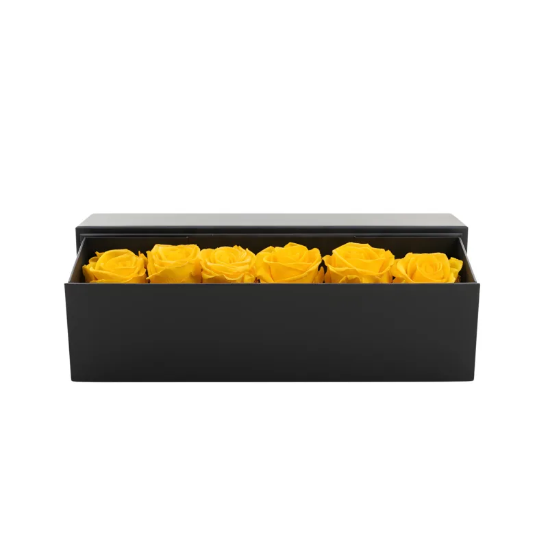 6 Infinity Yellow Roses in a Black Box